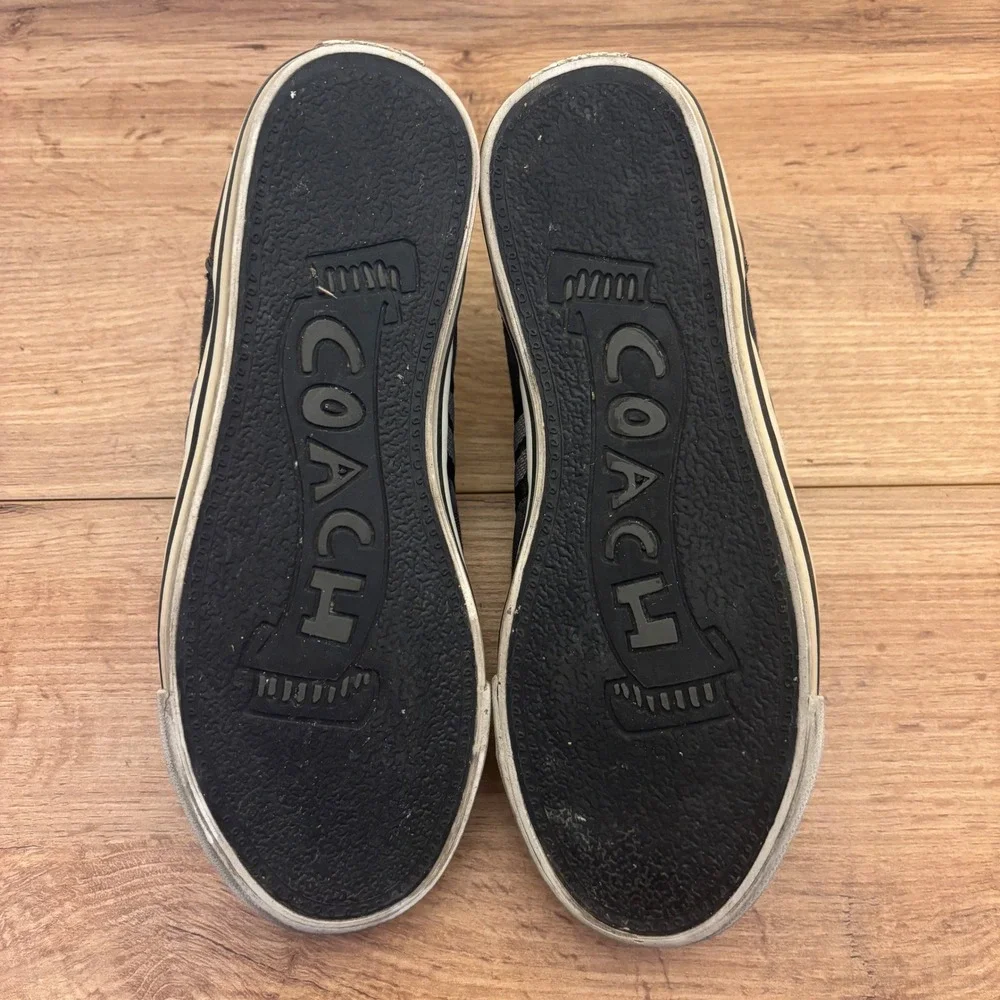 COACH Folly Signature Canvas Sneakers Black Women Size 7 Casual Everyday Comfort